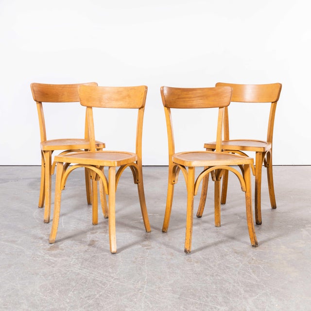 French Blonde Bentwood Kick Leg Dining Chairs from Baumann, 1950s, Set of 4 For Sale - Image 15 of 15