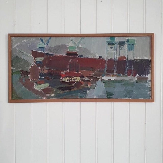 Swedish School, Harbour Scene, 1960s, Oil on Canvas For Sale - Image 18 of 18
