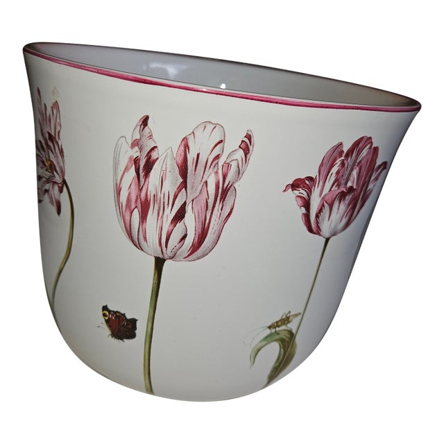 Porcelain Cachepot With Tulip Design Made in Portugal for Mma For Sale