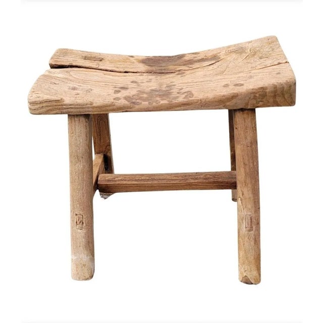 19th Century Chinese Elm Rustic Primitive Brutalist Stool For Sale In Washington DC - Image 6 of 6