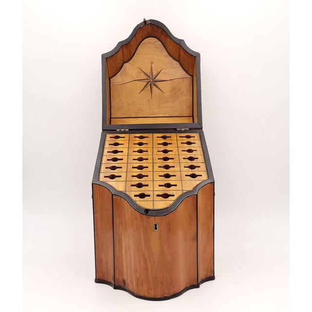 An inlaid satinwood cutlery box, England circa 1820.