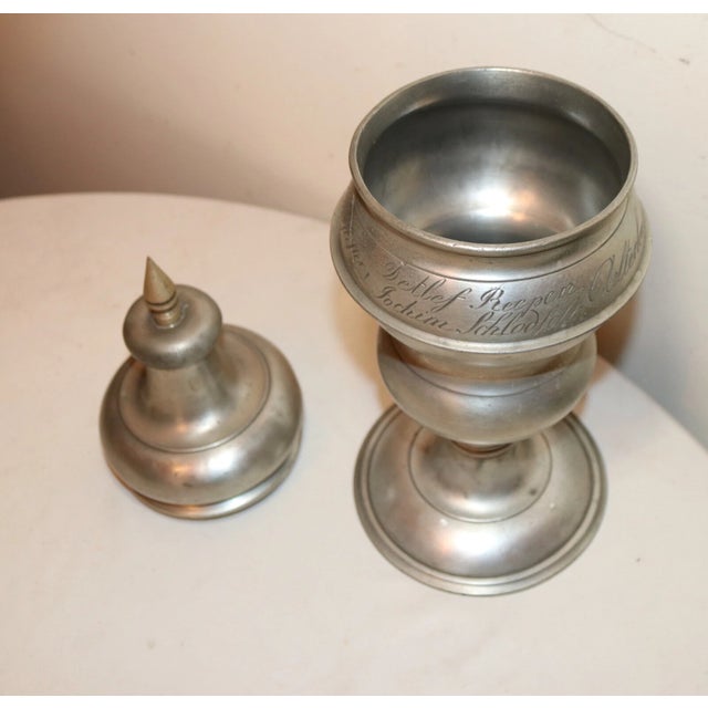 Rare Large Antique 17th Century German Handmade Forged Pewter Lidded Urn Jar For Sale In New York - Image 6 of 12
