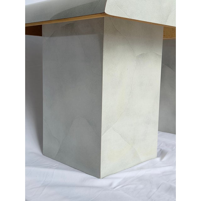 Light Gray Pair of 1980s Postmodern Faux Carrara Marble Waterfall End Tables For Sale - Image 8 of 8