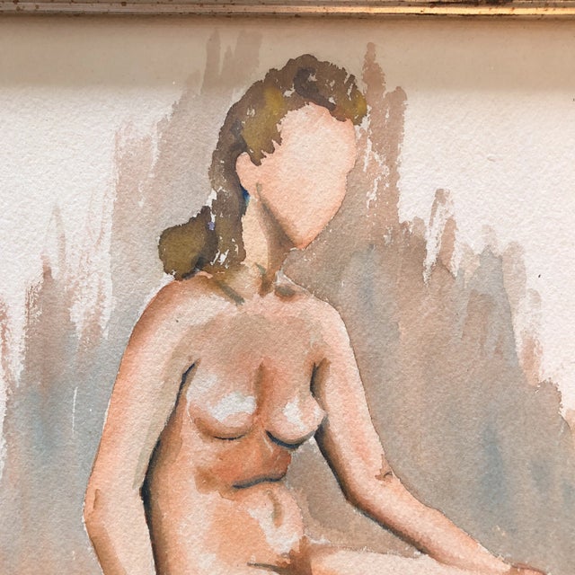 1940s 1940’s Modernist Female Nude Original Watercolor For Sale - Image 5 of 7