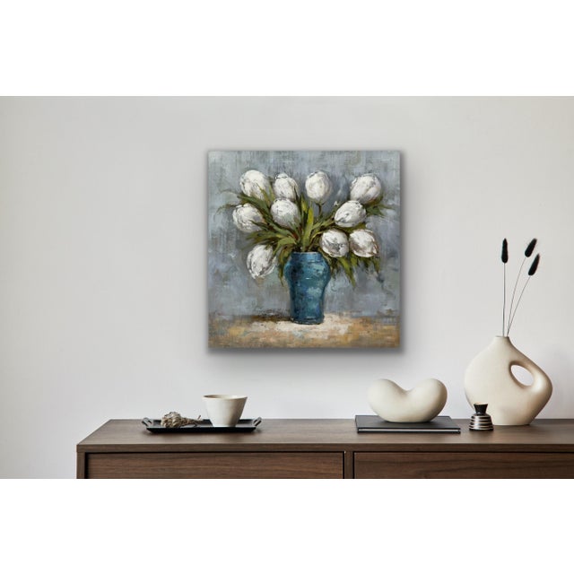 Wood Contemporary Impressionist Floral Oil Painting on Canvas, 24" X 24" For Sale - Image 7 of 10
