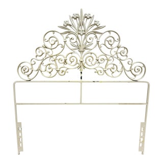 Vintage Twin Size Mixed Styles Cast Iron Ivory Headboard For Sale