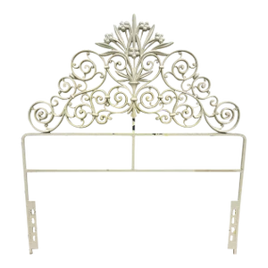 Vintage Twin Size Mixed Styles Cast Iron Ivory Headboard