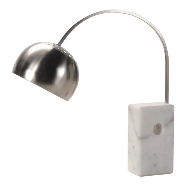 Late 20th Century Mini Arco Chrome and Marble Lamp For Sale