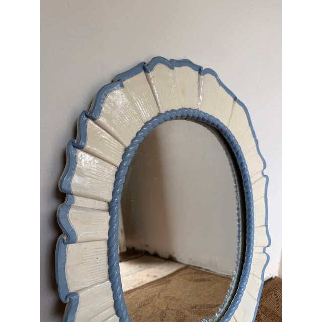 Vintage Painted Ruffled Oval Mirror With Bow For Sale - Image 10 of 10