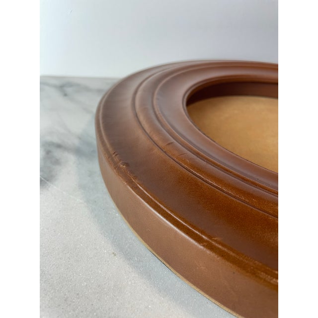 Early 21st Century Contemporary Leather-Wrapped Picture Frame With Sculptural Molded Detailing For Sale - Image 5 of 9