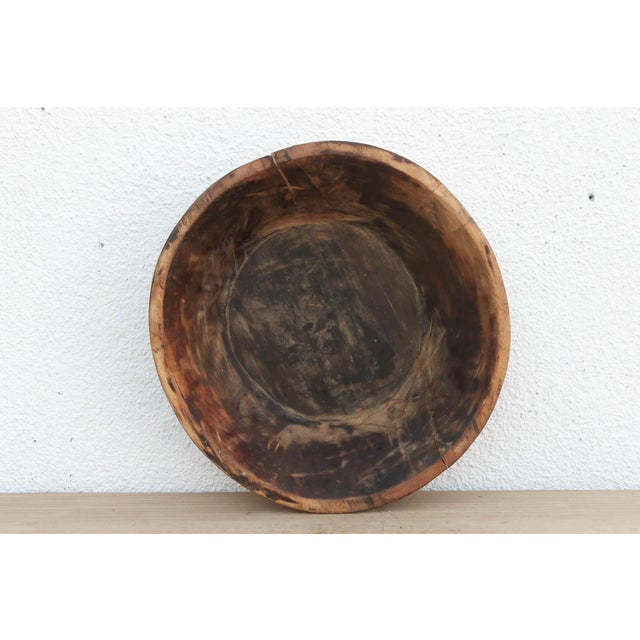 Antique Hand-Hewn Wooden Dough Bowl For Sale - Image 4 of 5