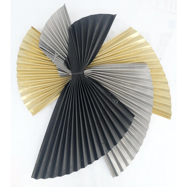 Brass Curtis Jere Overlapping Multicolor Butterfly Shape Sculpture Dated 1990 For Sale - Image 8 of 9