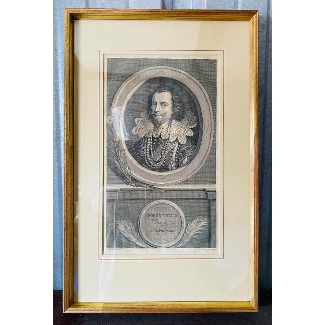 Ornamental & Decorative Materials Antique Black and White Portrait Etching Circa 1750. For Sale - Image 7 of 8