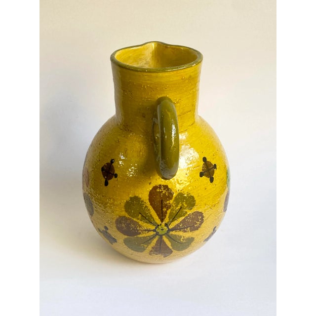 Mid-Century Modern Mid Century Bitossi Italy Large Yellow Ceramic Jug Pitcher For Sale - Image 3 of 10