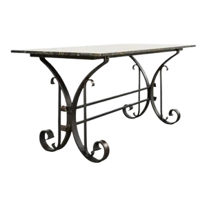 Italian Wrought Iron and Black Marble Dining Table