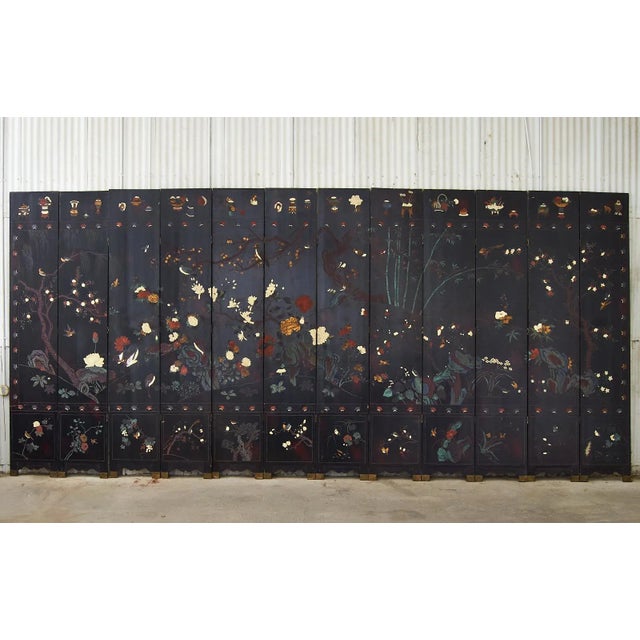 Chinese Export Twelve Panel Coromandel Screen Spring in Han Palace For Sale - Image 11 of 13
