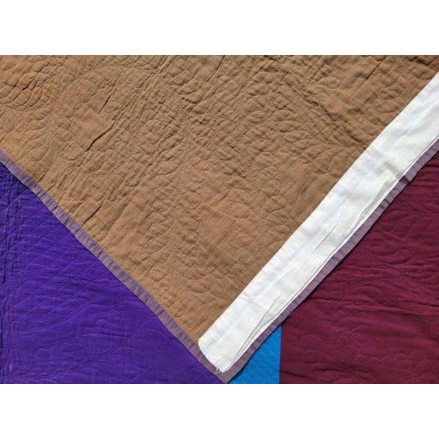 Brick Red 19th C Rare Center Square Amish Lancaster, Pennsylvania Quilt For Sale - Image 8 of 9