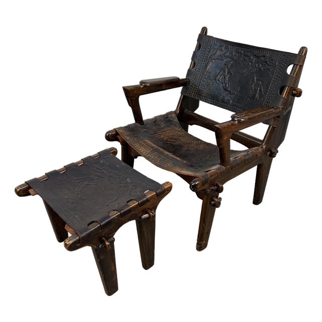 60's Lounge Chair and Ottoman Set by Angel I. Pazmino for Muebles De Estilo For Sale
