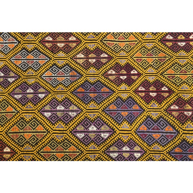 Vintage Turkish Oushak Handmade Wool & Cotton Yellow Area Rug For Sale - Image 9 of 12