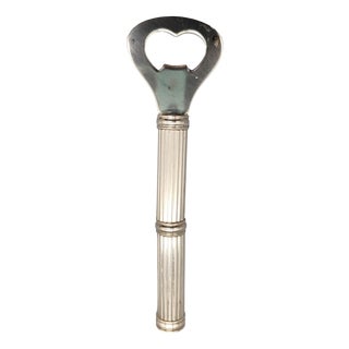 Art Deco Bottle Opener in Lightly Silver-Plated Metal, 1940s For Sale