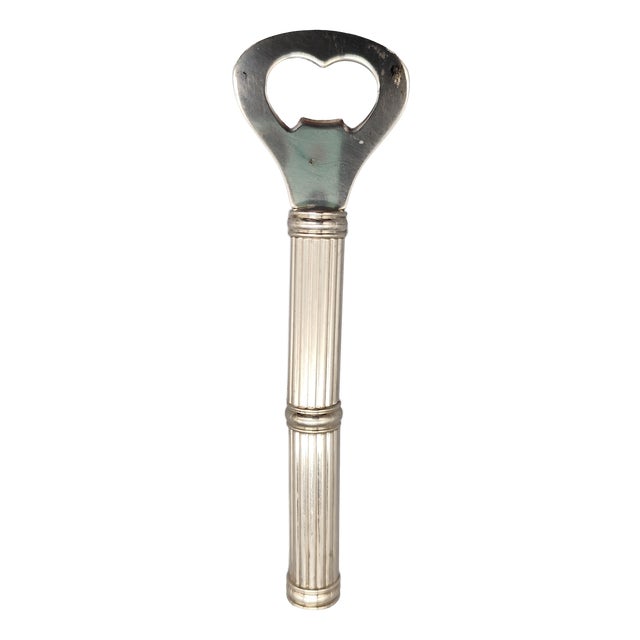 Art Deco Bottle Opener in Lightly Silver-Plated Metal, 1940s For Sale
