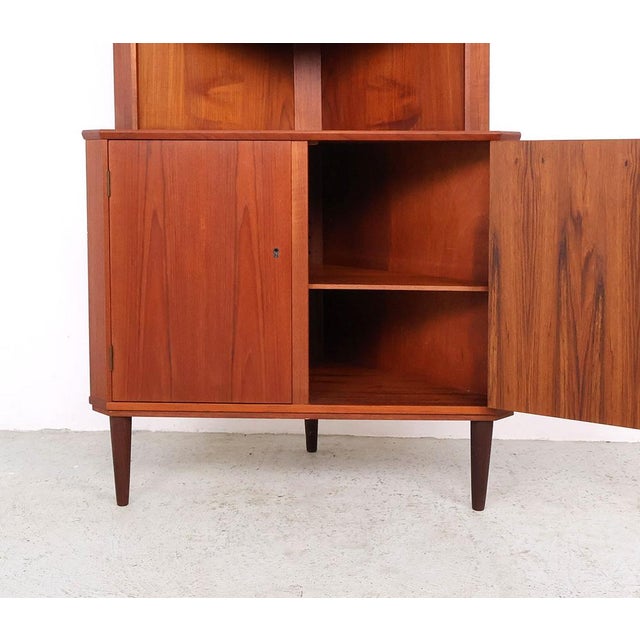 Brown Vintage Danish Teak Corner Cabinet with Display Case, 1960s For Sale - Image 8 of 13