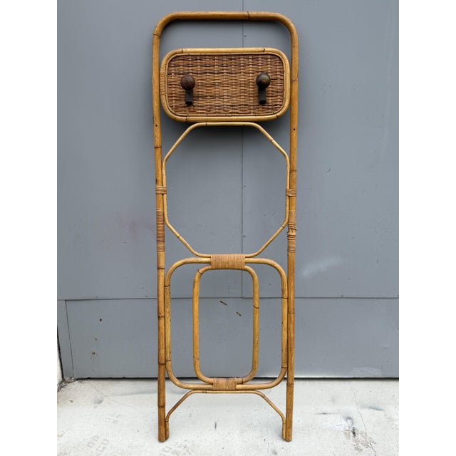 Brown Woven and Curved Bamboo Coat Stand, Italy, 1950s For Sale - Image 8 of 8