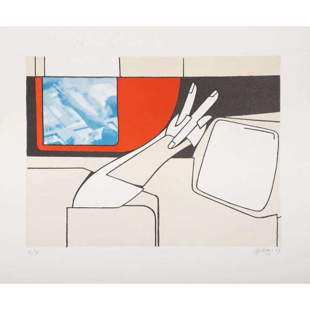 Modern On the Moon, 1969 Signed Screenprint by Valerio Adami For Sale - Image 3 of 5
