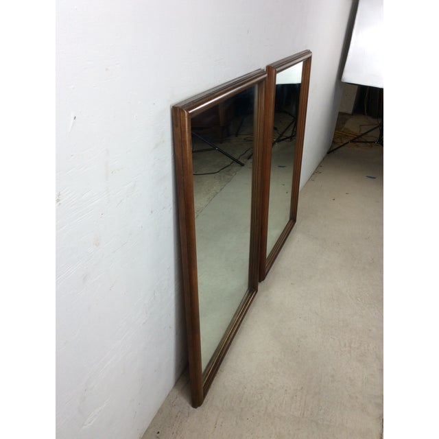 Pair of Mid Century Modern Rectangular Wall Mirrors With Thin Walnut Frame For Sale - Image 13 of 18
