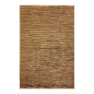 Contemporary Gabbeh Beige/Rust Wool Rug - 4'2'' X 5'9'' For Sale
