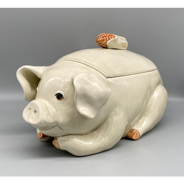 1970's Fitz and Floyd Farmhouse Pig Soup Tureen With Ladle Chairish