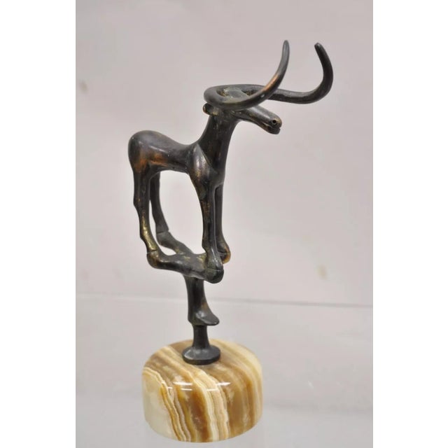 Vintage Brutalist Mid Century Modern Bronze Bull Marble Base Small Sculpture For Sale - Image 10 of 10