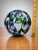Blue Pyromania Oregon Float Hand Blown Art Glass Orb Ball Paperweight Blue Green Purple Studio Glass Sculpture Coastal Decor Gift 4.5" For Sale - Image 8 of 9