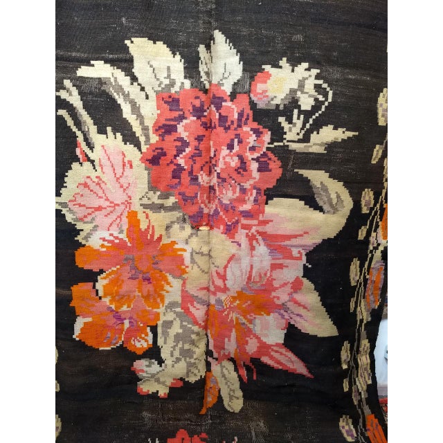 Vintage Caucasian Karabagh Kilim, Floral wreath Design, Handwoven Wool, 5' x 14' For Sale - Image 14 of 17