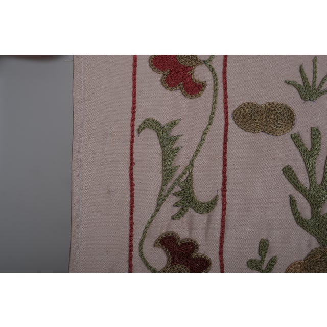 Animal Pictorial Silk on Silk Suzani Wall Hanging Decor 1'8'' X 6'3'' For Sale - Image 9 of 10