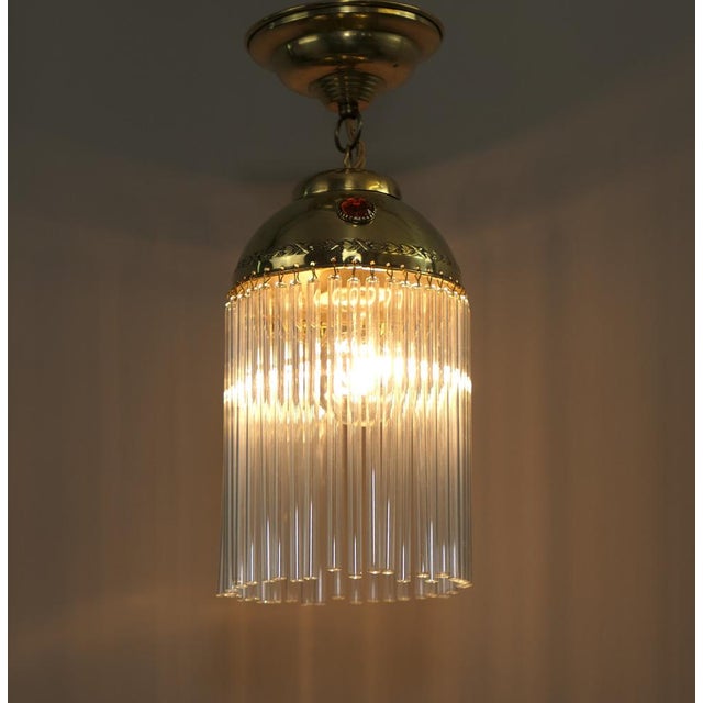 Blue Art Nouveau Hanging Lamp with Glass Rods, France, 1910s For Sale - Image 8 of 10