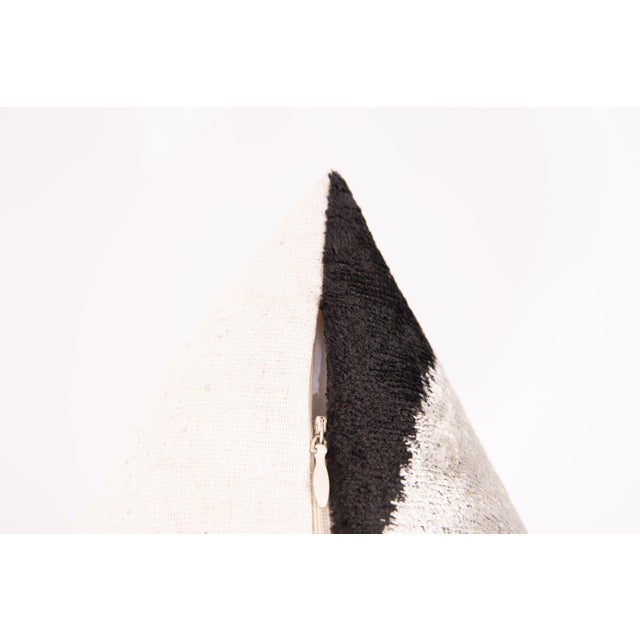 Canvello Handmade Velvet Minimalist Pillow – 16x24 Feather Down Insert, Vegetable-Dyed, Monochrome Accent For Sale - Image 4 of 5