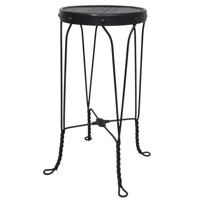 Black Vintage Counter Height Ice Cream Parlor Style Wrought Iron Stool For Sale - Image 8 of 8