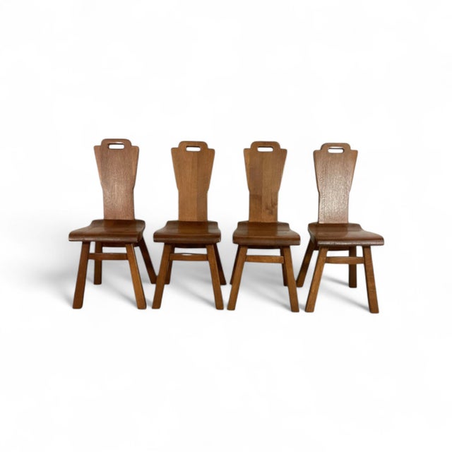 Mid-Century Brutalist Dining Chairs, Belgium, 1970s, Set of 4 For Sale - Image 9 of 9