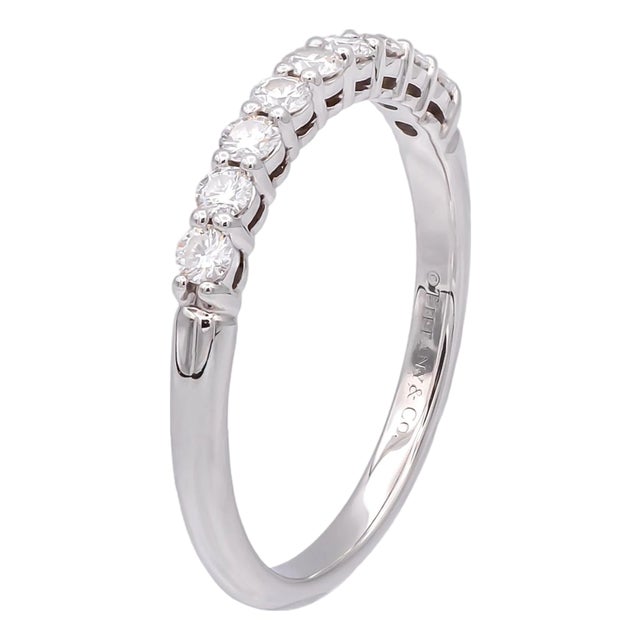 Tiffany & Co. Forever Platinum 9-Stone Half Circle Round Diamond Band Ring, Size 6 For Sale