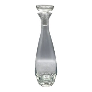 Hand Blown Bubble Bottom Ground Top Crystal Decanter With Stopper For Sale