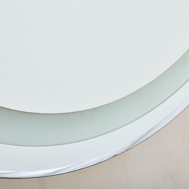 Glass Italian Round Backlit Wall Mirror, 1970s For Sale - Image 7 of 11