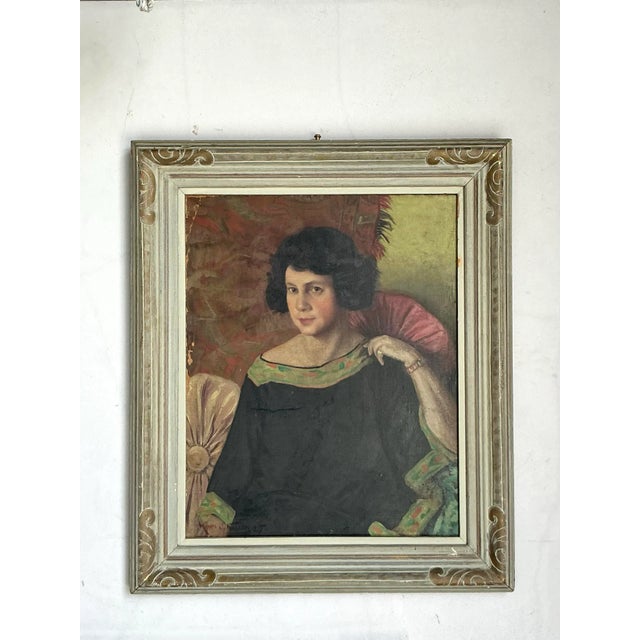Vintage Regency 1925 Original Portrait of a Lady For Sale - Image 12 of 12