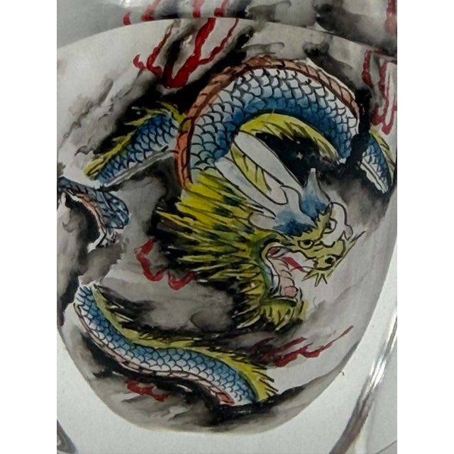 Vintage Inside Painted Dragon Design Snuff Bottle For Sale - Image 11 of 15