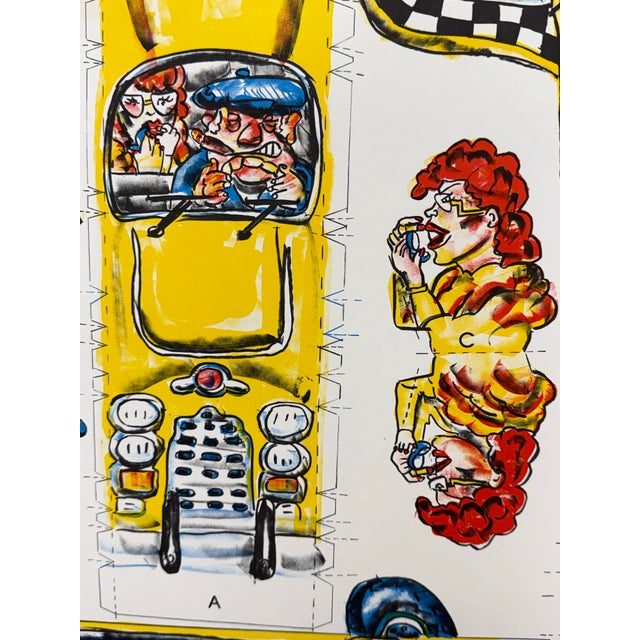 Yellow Red Grooms “Ruckus Taxi” Print, Framed For Sale - Image 8 of 12