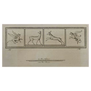 Giovanni Morghen, Ancient Roman Fresco Herculaneum, Etching, 18th Century For Sale