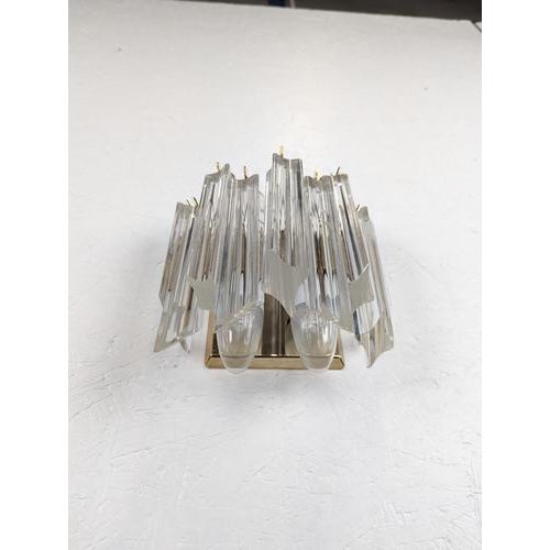 Brass and Murano Glass Wall Lamp by Venini by Novaresi For Sale - Image 3 of 6
