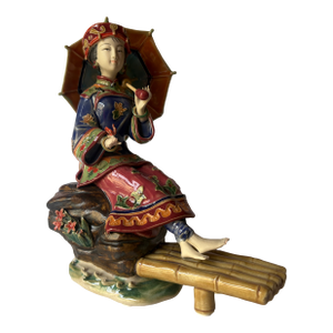 Vintage Chinese Shi Wan Porcelain Figurine Titled Ancient "Palace Princess"