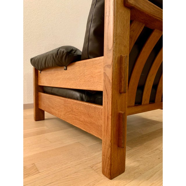 Brutalist Leather Armchair in the style of Pierre Chapo, 1970s For Sale - Image 9 of 12