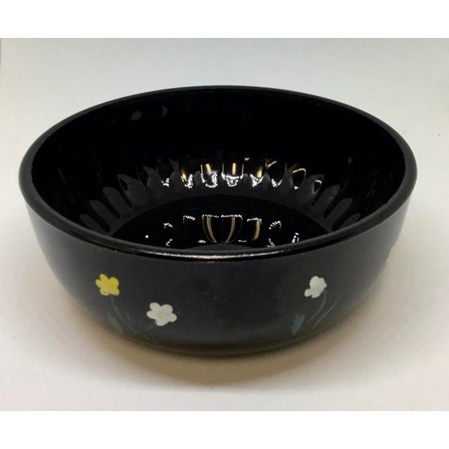 Vintage 1950s Black Glass Hand Painted Trinket Dish For Sale - Image 10 of 10